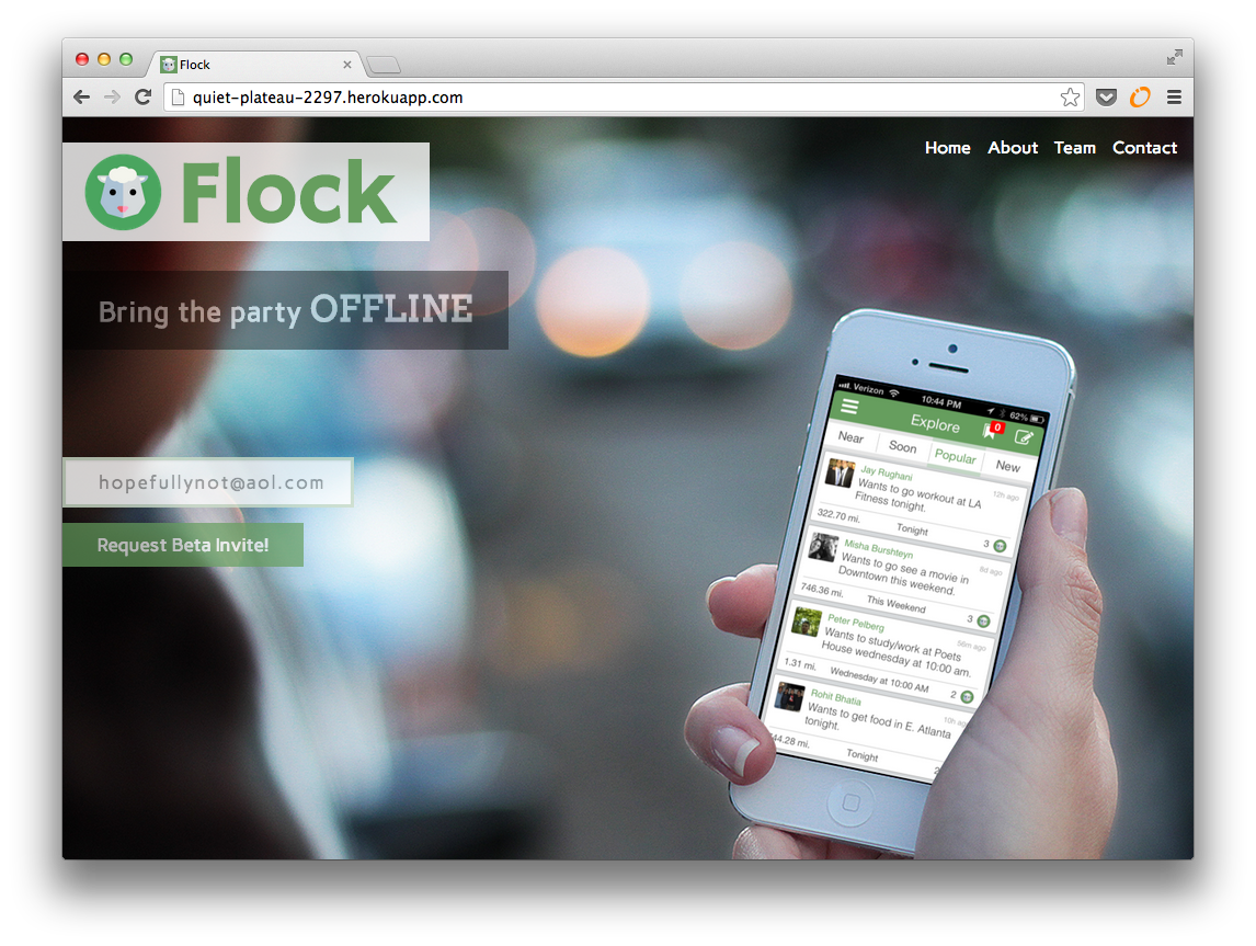 My first site: the original Flock landing page
